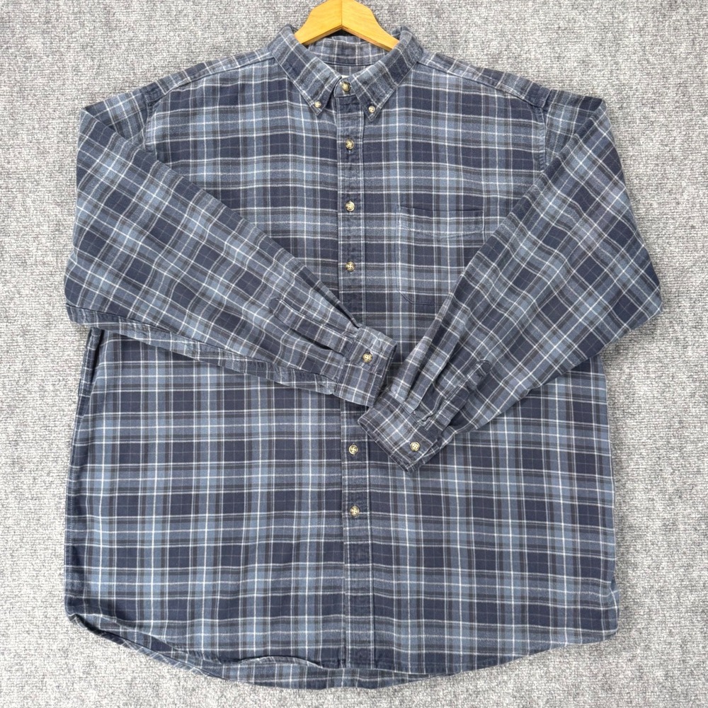 Vintage L.L.Bean Flannel Shirt Men's XXL Tall Blue Plaid Made in Canada